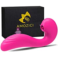 3in1 Silicona Masajeador Portátil- Con10 Modos de Vibración y 5 Modos de Succión y 5 Rebote Modos Masaje-100%Impermeable…
